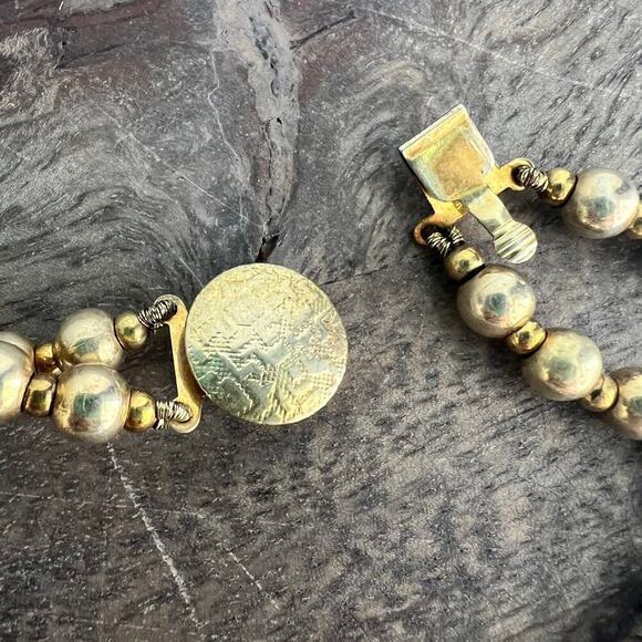 Modital Bijoux Sterling Silver Gold Bead Crystal Studded Floral Collar Necklace - Picture 9 of 11